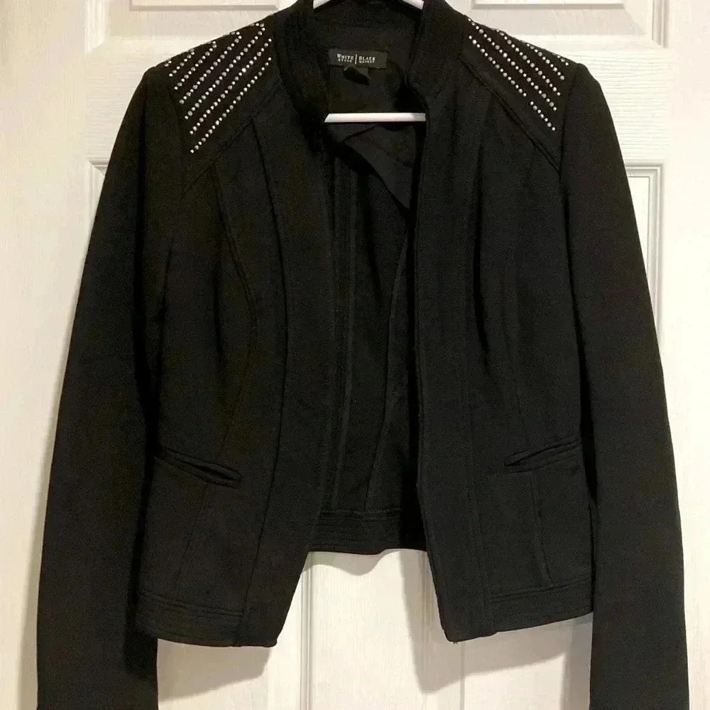 White House Black Market Women’s Blazer Jacket W/ Sequins Black Sz. 2